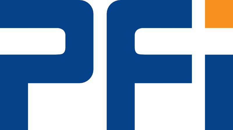 PFi logo letters blue